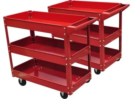 Dílenské vozíky na nářadí se 3 policemi 2 ks [140157] (Barva Červená)
