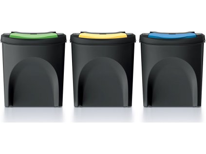 Odpadkový koš Prosperplast SORTIBOX 3 x 25 l recyklovaný černý [611403]