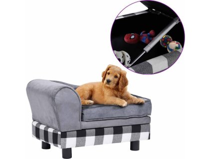 Pohovka pro psy 57 x 34 x 36 cm plyš [170940] (Barva Šedá a černá)