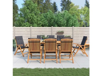 Polohovací zahradní židle s poduškami 8 ks masivní teak [3196523] (Barva Antracitová)