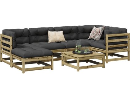 7dílná zahradní sedací souprava masivní borovice [3299533] (Barva Přírodně impregnované)