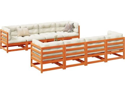 9dílná zahradní sedací souprava masivní borové dřevo [3299355] (Barva Voskově hnědá)