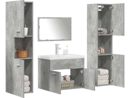 5dílná koupelnová sestava kompozitní dřevo [3324905] (Barva Betonová šedá)