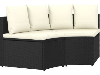 2dílná zahradní sedací souprava s poduškami polyratan [310464] (Barva Černá)