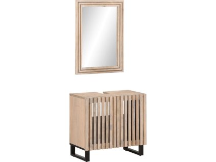 2dílná koupelnová sestava masivní mangovníkové dřevo [3217100] (Barva Světle hnědá)