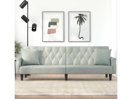 Rozkládací pohovka s područkami samet [351946] (Barva Zelená)