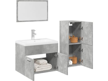 4dílný set koupelnového nábytku betonově šedý kompozitní dřevo [3324883] (Barva Betonová šedá)