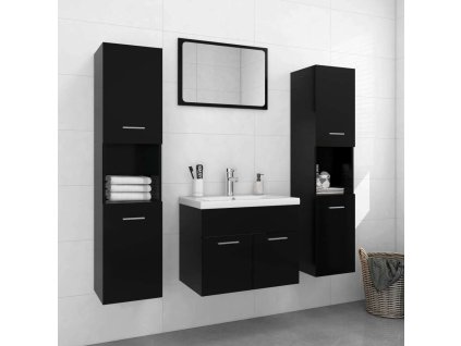 Set koupelnového nábytku dřevotříska [3071226] (Barva Černá)