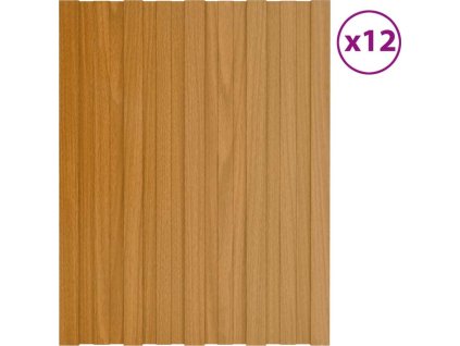 Střešní panely 12 ks pozinkovaná ocel 60 x 45 cm [317195] (Barva Světlé dřevo)