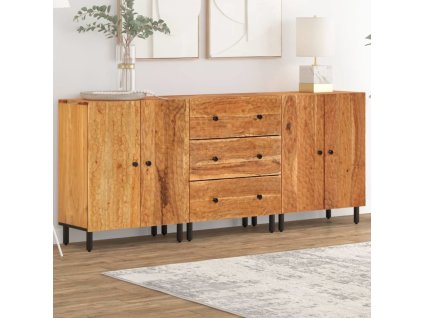 Odkládací skříňky 3 ks 60 x 33 x 75 cm masivní akáciové dřevo [3206286] (Barva Přírodní)