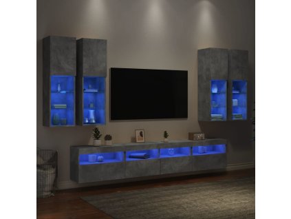 7dílná obývací stěna s LED osvětlením [3216774] (Barva Betonová šedá)