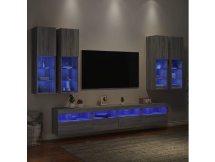 7dílná obývací stěna s LED osvětlením [3216774] (Barva Betonová šedá)