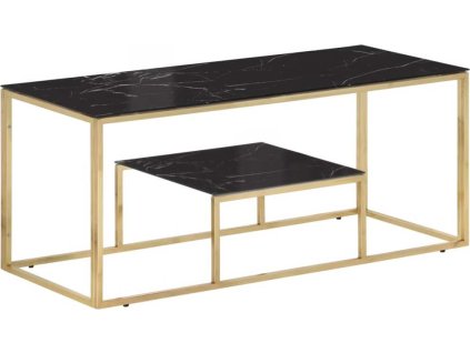 Konferenční stolek nerezová ocel a tvrzené sklo [350020] (Barva Zlatá a černá)