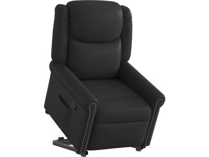 Zvedací polohovací křeslo lesklé umělá kůže [3303418] (Barva Černá)