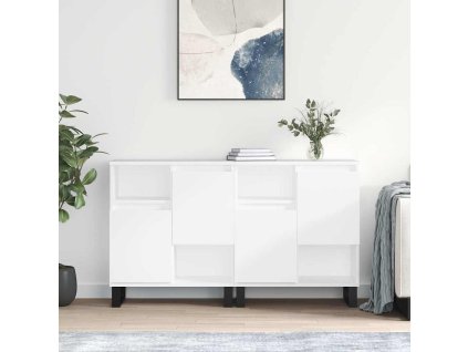 Příborníky 2 ks kompozitní dřevo [3190135] (Barva Bílá s vysokým leskem)