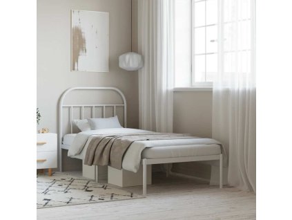 Kovový rám postele s čelem 80 x 200 cm [353675] (Barva Bílá)