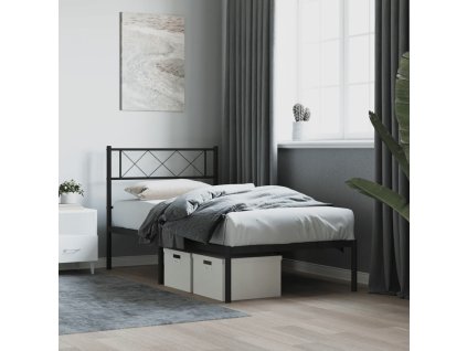 Kovový rám postele s čelem 107 x 203 cm [372273] (Barva Černá)