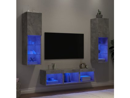 5dílná obývací stěna s LED osvětlením kompozitní dřevo [3216607] (Barva Betonová šedá)