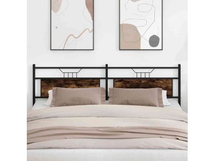 Náhradní čelo postele 193 cm Dřevěné a ocelové konstrukce [4106780] (Barva Kouřový dub)