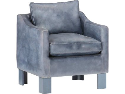 Klubové křeslo pravá kůže [286956] (Barva Černá)