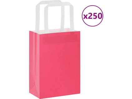 Papírové tašky 250 ks s uchy 15x8x21 cm [4101893] (Barva Růžová)