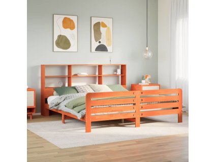 Postel bez matrace 200 x 200 cm masivní borovice [3309937] (Barva Voskově hnědá)