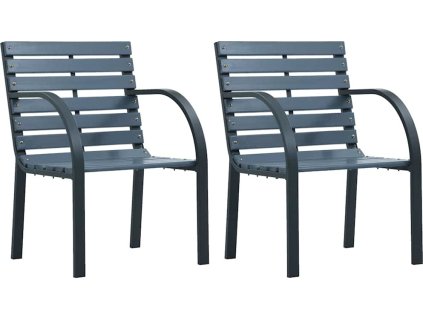 Zahradní židle 2 ks masivní jedlové dřevo a ocel [319577] (Barva Šedá)