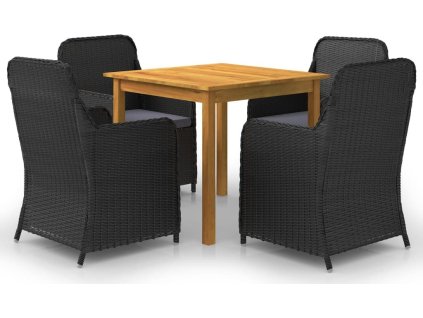 5dílný zahradní jídelní set [3067726] (Barva Černá)