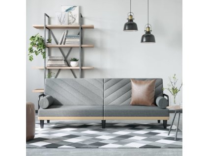 Rozkládací pohovka s područkami světle textil [351931] (Barva Světle šedá)