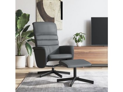 Polohovací křeslo s podnožkou umělá kůže [356708] (Barva Černá)