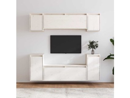 TV skříňky 6 ks masivní borové dřevo [3100190] (Barva Bílá)
