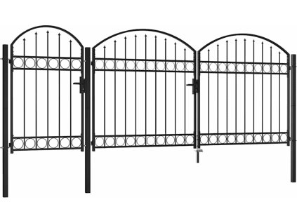 Zahradní plotová brána s obloukem ocelová 2,25 x 4 m [144369] (Barva Černá)