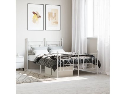 Kovový rám postele s hlavovým a nožním čelem 120 x 200 cm [374355] (Barva Černá)