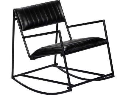 Houpací křeslo pravá kůže [282905] (Barva Černá)