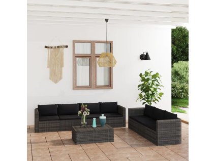8dílná zahradní sedací souprava s poduškami polyratan [3059494] (Barva Šedá)