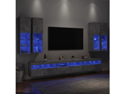 7dílná obývací stěna s LED osvětlením [3216781] (Barva Betonová šedá)