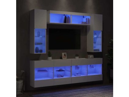 6dílná obývací stěna s LED osvětlením [3216797] (Barva Bílá)