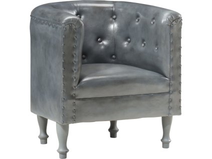 Klubové křeslo pravá kůže [286594] (Barva Šedá)