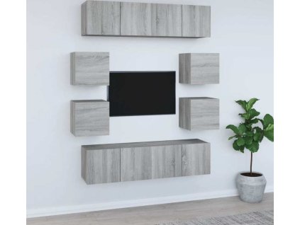 8dílný set TV skříněk kompozitní dřevo [3120214] (Barva Hnědý dub)