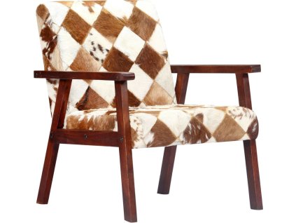 Křeslo bílo- pravá kozí kůže [247644] (Barva Hnědá)