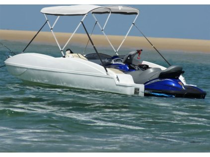 Bimini stříška se 3 oblouky a bočnicemi 183x(137–152)x137 cm [94838] (Barva Bílá a černá)