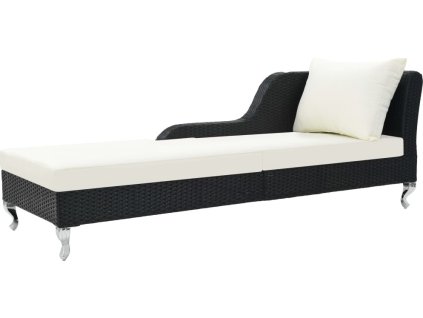 Zahradní lehátko s poduškou polyratan [44749] (Barva Černá)