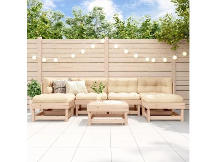 7dílná zahradní sedací souprava černá masivní borovice [3186347] (Barva Přírodní borovice)