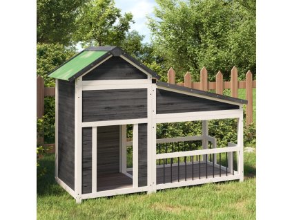 Psí bouda 143 x 60,5 x 109 cm masivní borové dřevo [172262] (Barva Šedá)