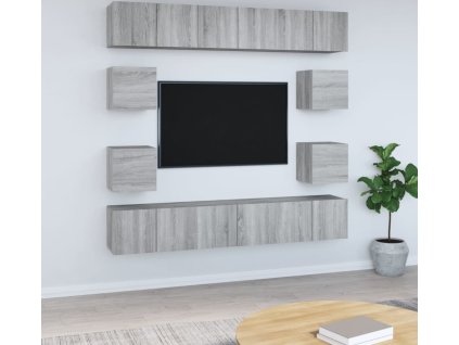 10dílný set TV skříněk kompozitní dřevo [3120216] (Barva Šedá sonoma)