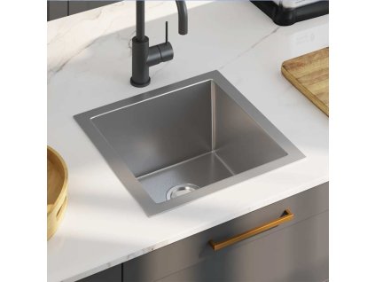 Ručně vyrobený kuchyňský dřez nerezová ocel [51500] (Barva Stříbrná)