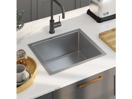 Ručně vyrobený kuchyňský dřez nerezová ocel [51502] (Barva Stříbrná)