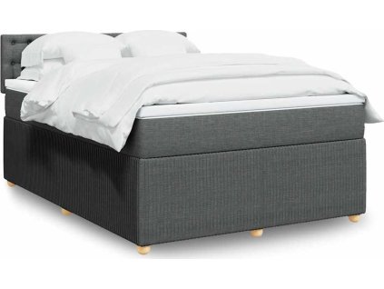 Box spring postel s matrací 160x200 cm textil [3287522] (Barva Tmavě šedá)