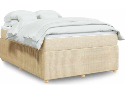 Box spring postel s matrací 160x200 cm textil [3285586] (Barva Krémová)