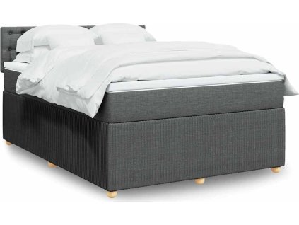 Box spring postel s matrací 160x200 cm textil [3289822] (Barva Tmavě šedá)